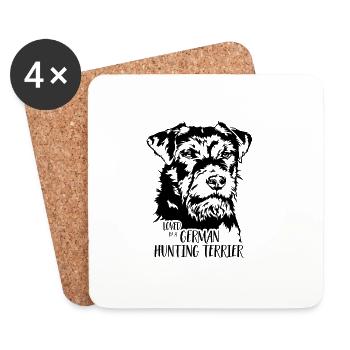 Loved by a German Hunting Terrier Hunde Wilsigns - Untersetzer (4er-Set) - Weiß - Vorne