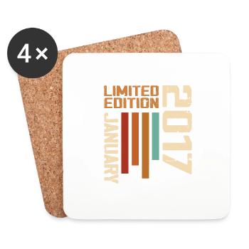 January 2017 - 2017 January Birthday Gift - Coasters (set of 4) - white - Front