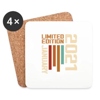 January 2021 - 2021 January Birthday Gift - Coasters (set of 4) - white - Front