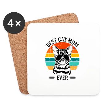 Meilleure maman de chat de tous les temps Bengal chat chats Wilsigns - Dessous de verre (lot de 4) - blanc - Devant