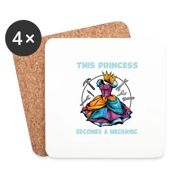 Princess becomes engineer mechanic - Coasters (set of 4) - white - Front