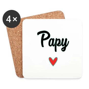 PAPY. PAPA. FÊTE DES PÈRES. BONNE FÊTE PAPA. BONNE - Dessous de verre (lot de 4) - blanc - Devant