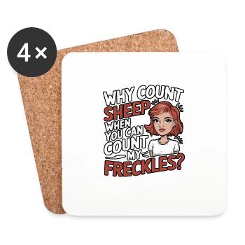 Red Hair Redheaded Irish Freckles Ginger Redhead - Coasters (set of 4) - white - Front