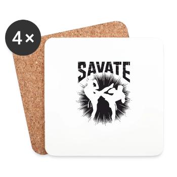 Instructeur Savate Arts Martiaux Français Kickboxing - Dessous de verre (lot de 4) - blanc - Devant