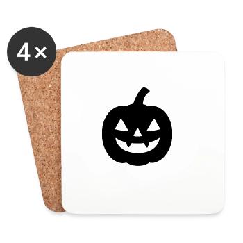 Masque de citrouille effrayante Halloween Design - Dessous de verre (lot de 4) - blanc - Devant