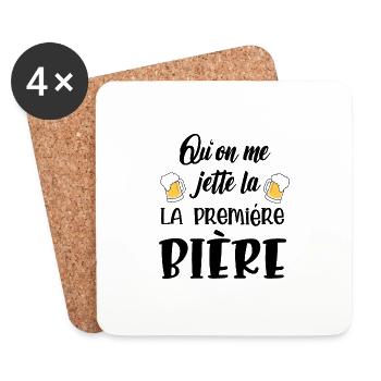 qu'on me jette la première bière - Dessous de verre (lot de 4) - blanc - Devant