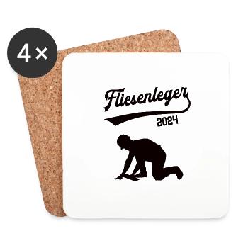 Fliesenleger 2024 Beruf Bodenleger Mosaikleger - Untersetzer (4er-Set) - Weiß - Vorne