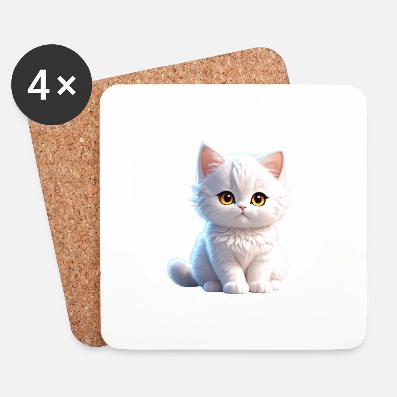 Cute white Kitty/ süßes weißes Kätzchen - Untersetzer (4er-Set) - Weiß