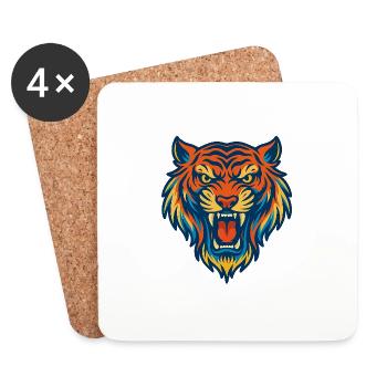 Roar of Power – Urban Tiger Art - Untersetzer (4er-Set) - Weiß - Vorne