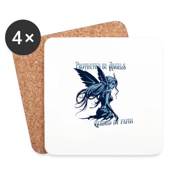 Angels Protect Me – Faith Design - Coasters (set of 4) - white - Front