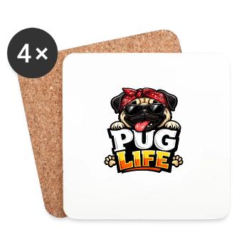 Pug Life Bandana Cool - Untersetzer (4er-Set) - Weiß - Vorne