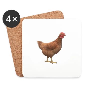 Poulet 3D - Dessous de verre (lot de 4) - blanc - Devant