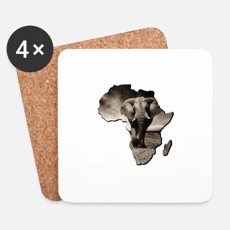 Afrika Kontinent Elefant Safari - Untersetzer (4er-Set) - Weiß
