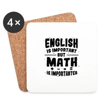 English Is Important But Math Is Importanter - Mat - Dessous de verre (lot de 4) - blanc - Devant