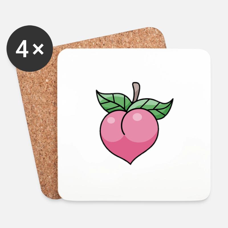 Pinker Pfirsich - Untersetzer (4er-Set) - Weiß