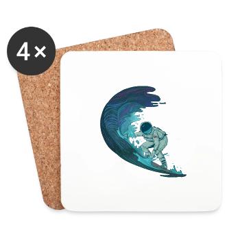 ASTRONAUT SPACE SURFER SURF SURFING SURF MOTIF - Coasters (set of 4) - white - Front