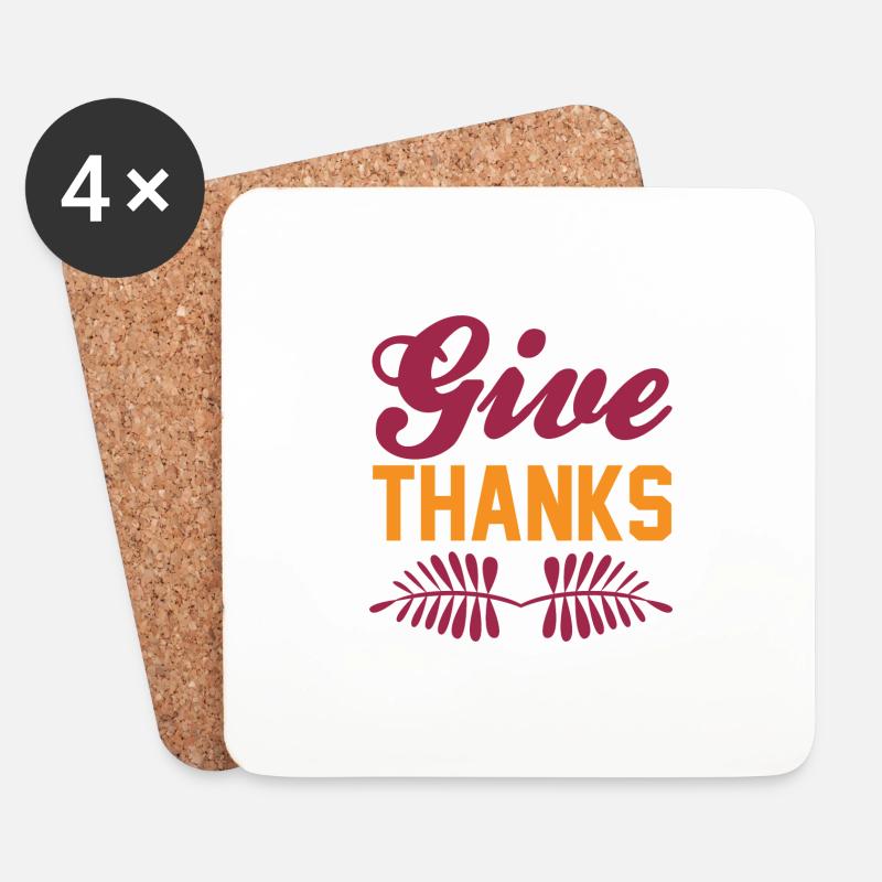 give thanks - Untersetzer (4er-Set) - Weiß