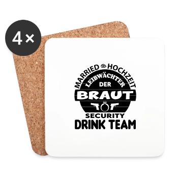Security Leibwächter der Braut Hochzeit Married - Untersetzer (4er-Set) - Weiß - Vorne