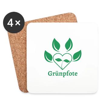 "Grünpfote" Pflanzenliebhaber Design - Untersetzer (4er-Set) - Weiß - Vorne