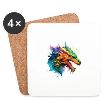 Dragon Fantasy Magie Mystique Créature Animal Coloré - Dessous de verre (lot de 4) - blanc - Devant