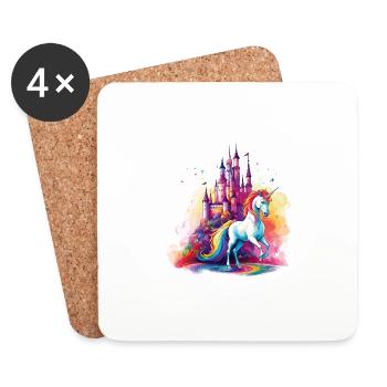 Einhorn Regenbogen Schloss Bunt Magie Fantasie - Untersetzer (4er-Set) - Weiß - Vorne