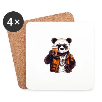 Panda Beer Beer Bear Funny Humor Party Celebrate - Coasters (set of 4) - white - Front