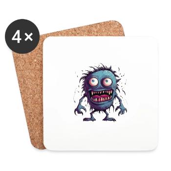 Halloween Monster Zombie Effrayant Costume d’horreur - Dessous de verre (lot de 4) - blanc - Devant