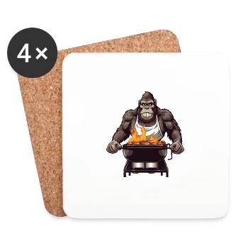 Grillen Grilla Griller Gorilla BBQ Lustig Humor - Untersetzer (4er-Set) - Weiß - Vorne