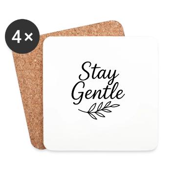 Stay Gentle Script mit Blattzweig - Untersetzer (4er-Set) - Weiß - Vorne