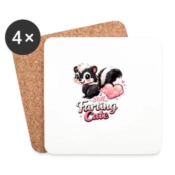 Still Farting Cute Stinktier Liebe Valentinstag  - Untersetzer (4er-Set) - Weiß - Vorne