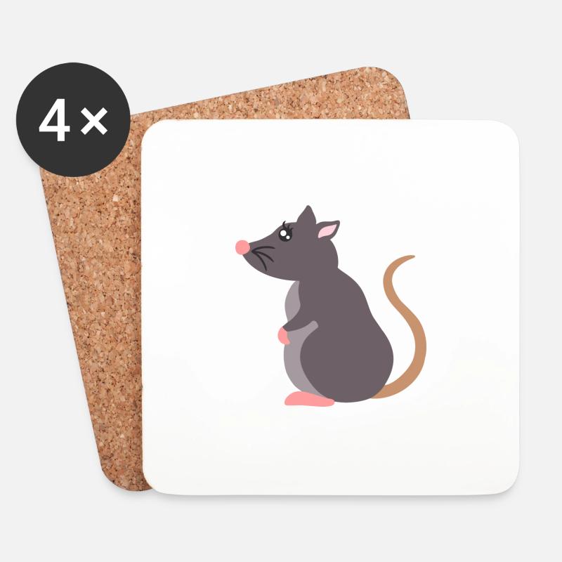 rat - Coasters (set of 4) - white