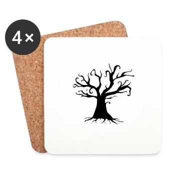 Arbre sans feuilles - Dessous de verre (lot de 4) - blanc - Devant
