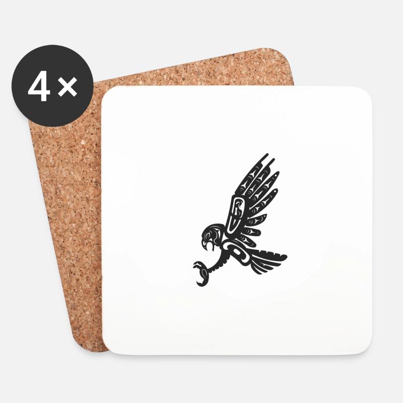Totem Falke schwarz - Untersetzer (4er-Set) - Weiß