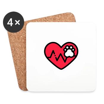 Coeur Patte Amour - Dessous de verre (lot de 4) - blanc - Devant