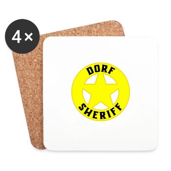 Farben änderbar | Dorf Sheriff - Untersetzer (4er-Set) - Weiß - Vorne