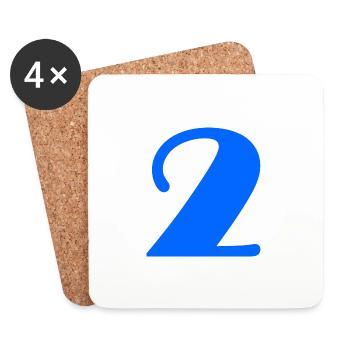 2 ANS. 2e ANNIVERSAIRE. ANNIVERSAIRE 2 ANS. 2 - Dessous de verre (lot de 4) - blanc - Devant