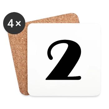 2 JAHRE. 2. JUBILÄUM. GEBURTSTAG 2 JAHRE. 2 - Untersetzer (4er-Set) - Weiß - Vorne