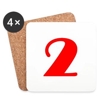 2 ANS. 2e ANNIVERSAIRE. ANNIVERSAIRE 2 ANS. 2 - Dessous de verre (lot de 4) - blanc - Devant