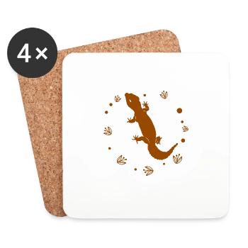Salamandre - Animal amphibien - Dessous de verre (lot de 4) - blanc - Devant