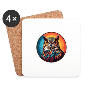 Colorful graphic owl design for owl fans - Coasters (set of 4) - white - Front