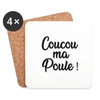 coucou ma poule - Dessous de verre (lot de 4) - blanc - Devant