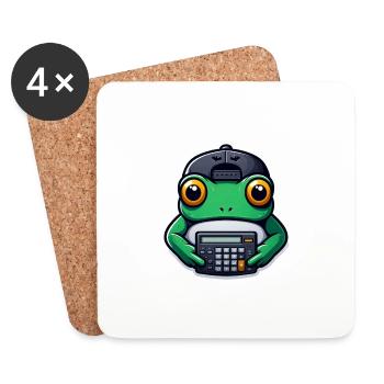 Grenouille avec calculatrice - Dessous de verre (lot de 4) - blanc - Devant