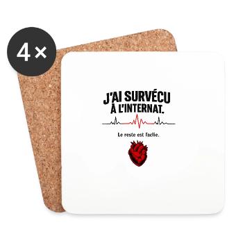 Survivre à l'internat - Le reste facile - Dessous de verre (lot de 4) - blanc - Devant