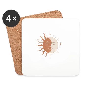 Soleil et Lune mystiques - Dessous de verre (lot de 4) - blanc - Devant
