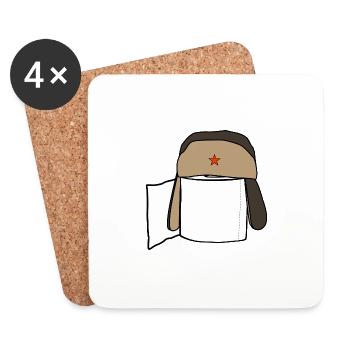 Rouleau de papier toilette avec russe Schapka - Dessous de verre (lot de 4) - blanc - Devant