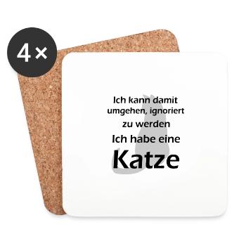 Katzen Spruch ignorieren - Untersetzer (4er-Set) - Weiß - Vorne