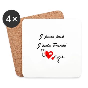 J' peux pas j'suis pacsé - Dessous de verre (lot de 4) - blanc - Devant