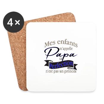 Mes enfants m'appelle Papa - Dessous de verre (lot de 4) - blanc - Devant