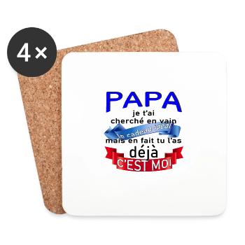 Papa le cadeau idéal c'est moi - Dessous de verre (lot de 4) - blanc - Devant