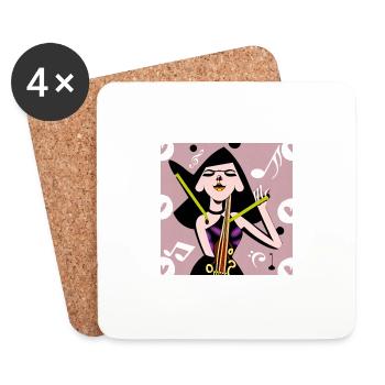 Fille de la musique - Dessous de verre (lot de 4) - blanc - Devant